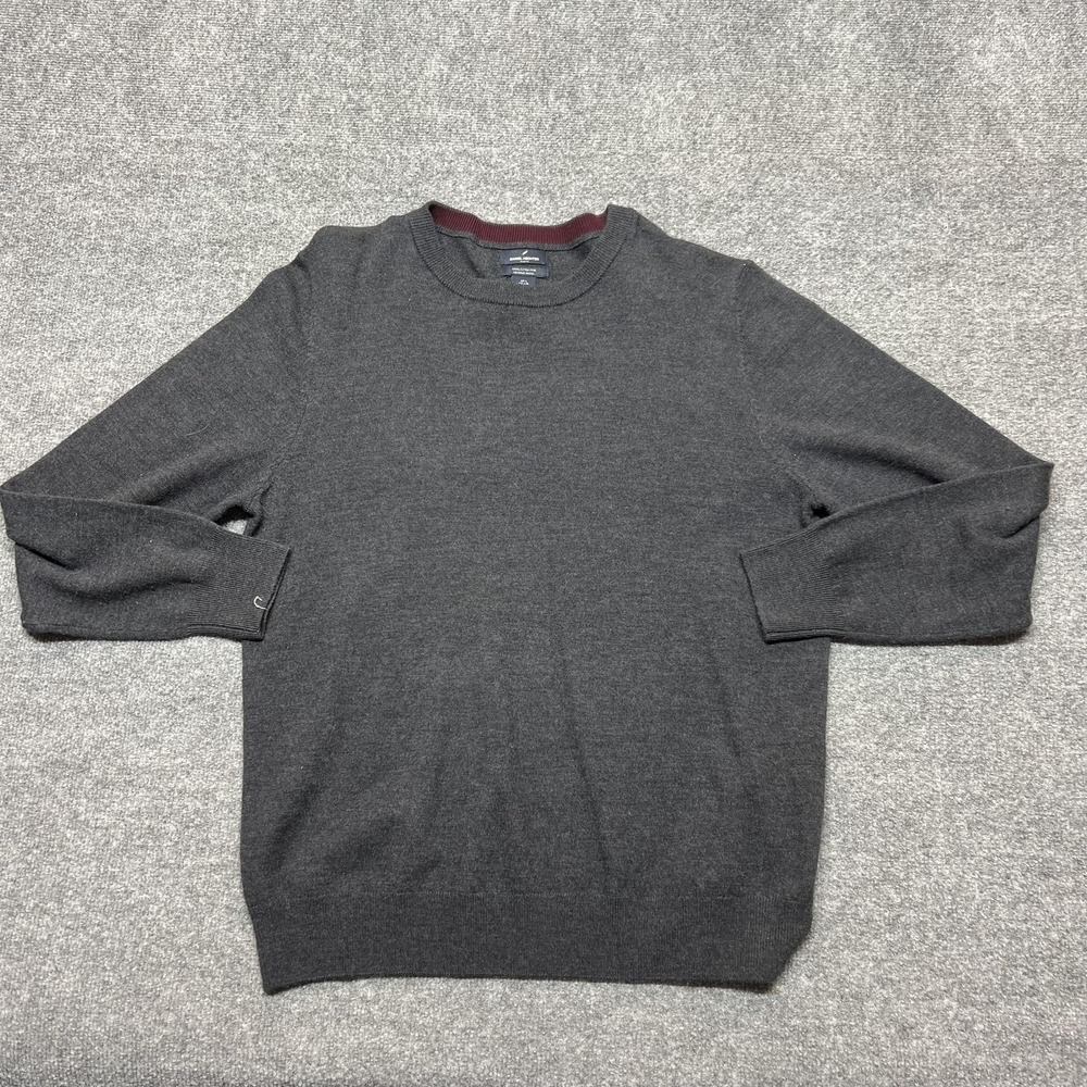 Daniel Hechter Sweater Mens Large Gray 100% Merino Wool Crewneck Pullover Knit